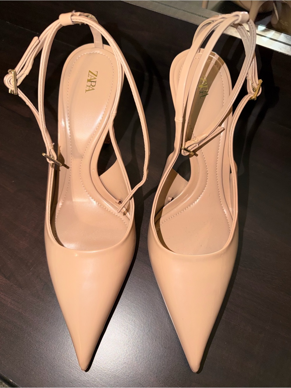 ZARA Blush Pointed-Toe Slingback Heels - Size 40